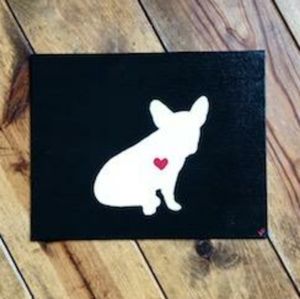 Hand Painted French Bulldog Silhouette